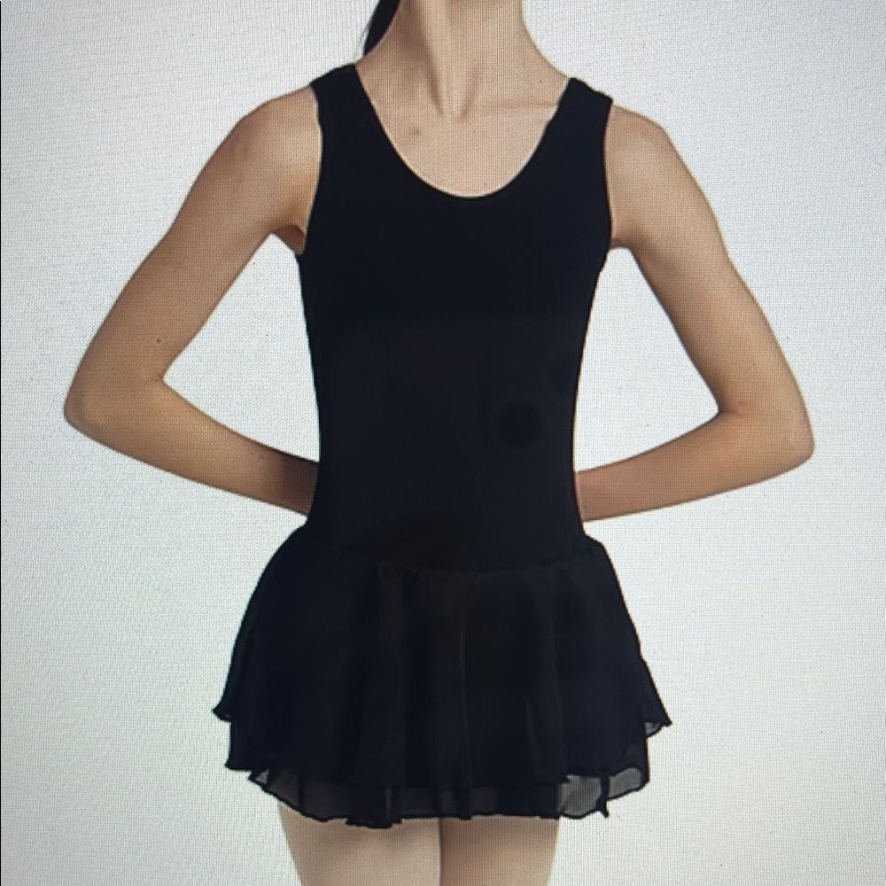 New! Capezio Double‎ Layer Skirt Tank Dress Black Child Size Small NWT
